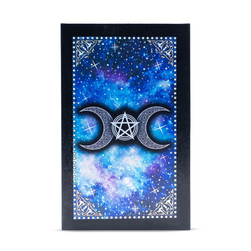 Tarot feuille métallisée bleue – Visage de lune – avec livret