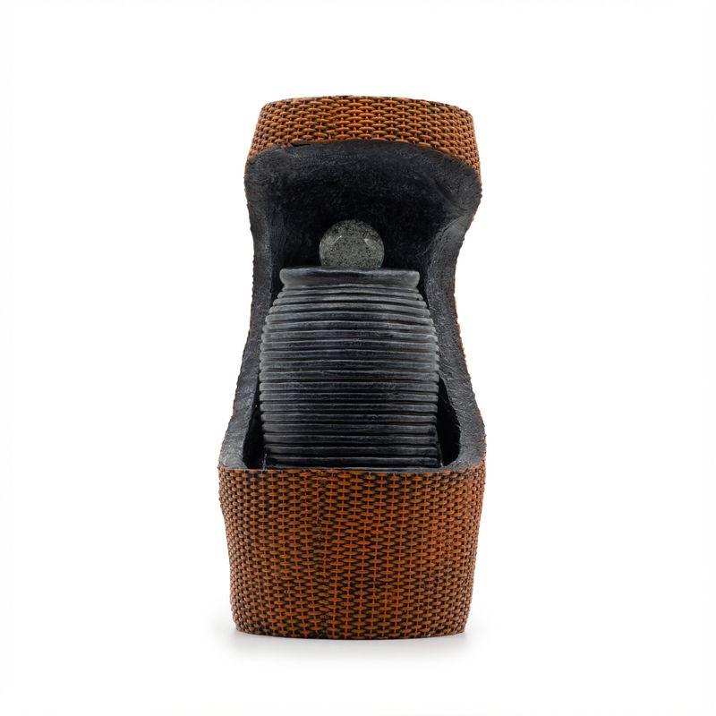 Grande fontaine (24×22× 48cm) – Boule cristal changeante dans urne grecque avec panier