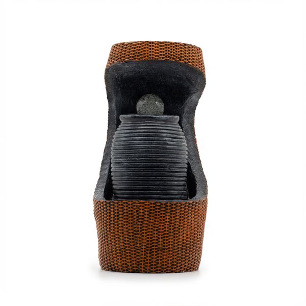 Grande fontaine (24×22× 48cm) – Boule cristal changeante dans urne grecque avec panier