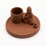 Brûleur d’encens Bouddha multifonction – Style terre cuite naturelle