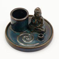 Brûleur d’encens Bouddha multifonction – Céramique bleue