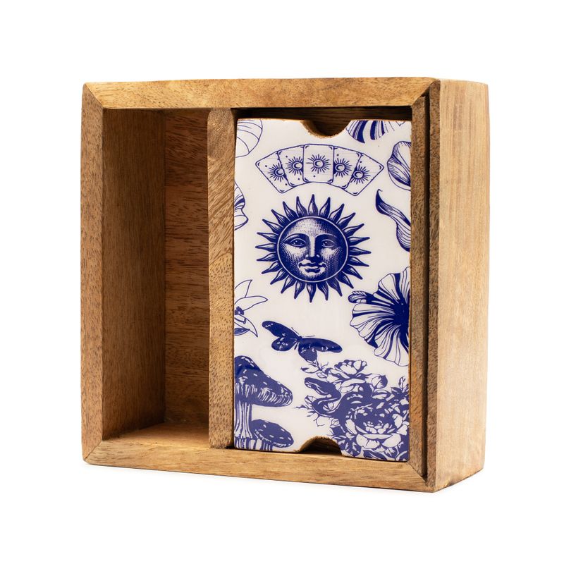 Boîte de tarot à deux compartiments avec porte-cartes