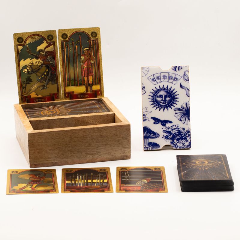 Boîte de tarot à deux compartiments avec porte-cartes
