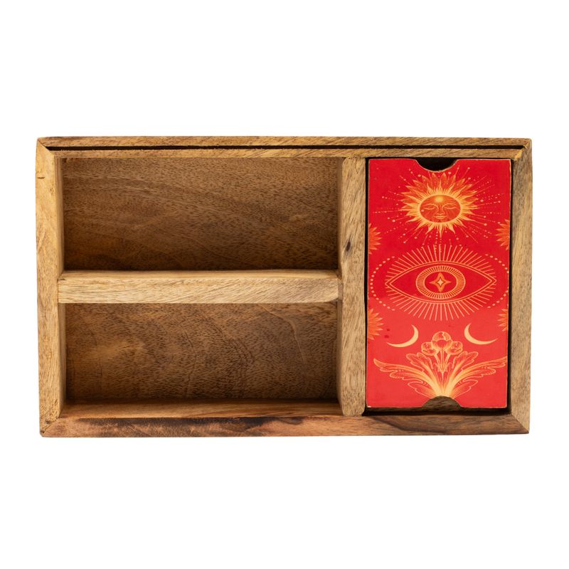 Boîte de tarot à trois compartiments avec porte-cartes