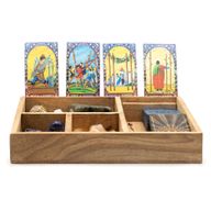 Boîte de tarot à quatre compartiments avec porte-cartes