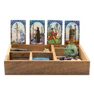 Boîte de tarot à quatre compartiments avec porte-cartes