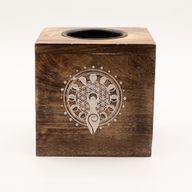 Grand brûleur d’huile carré en bois de manguier - Déesse de la Lune