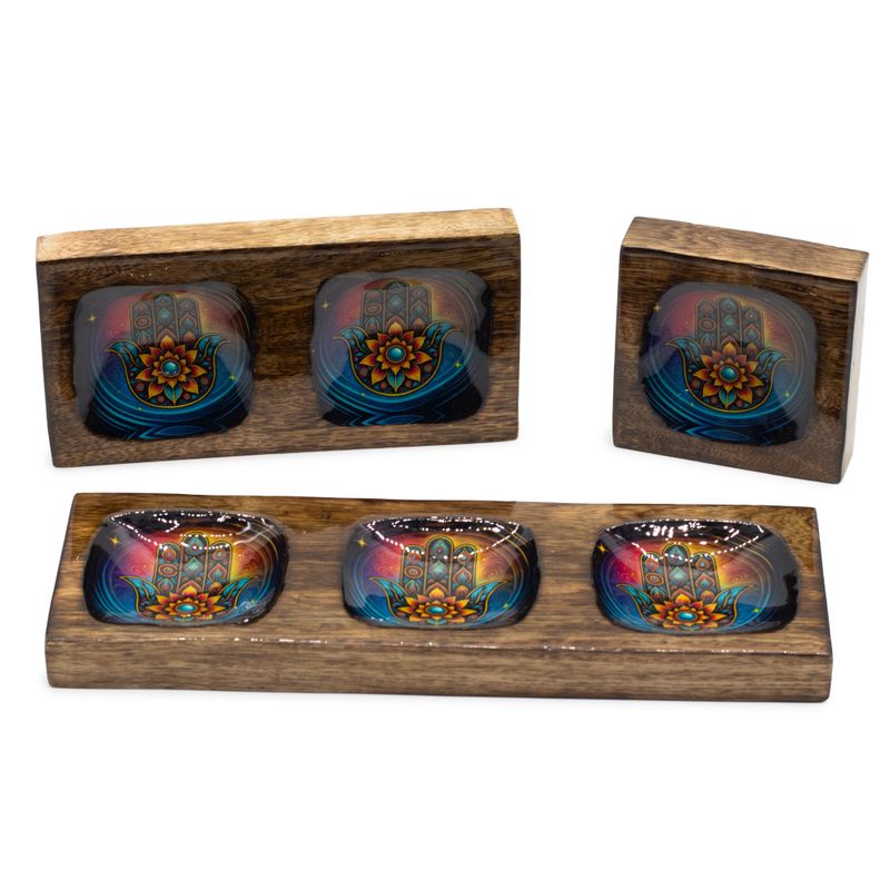 Set de Plateau Bois de Manguier Émaillé Moyen – Hamsa