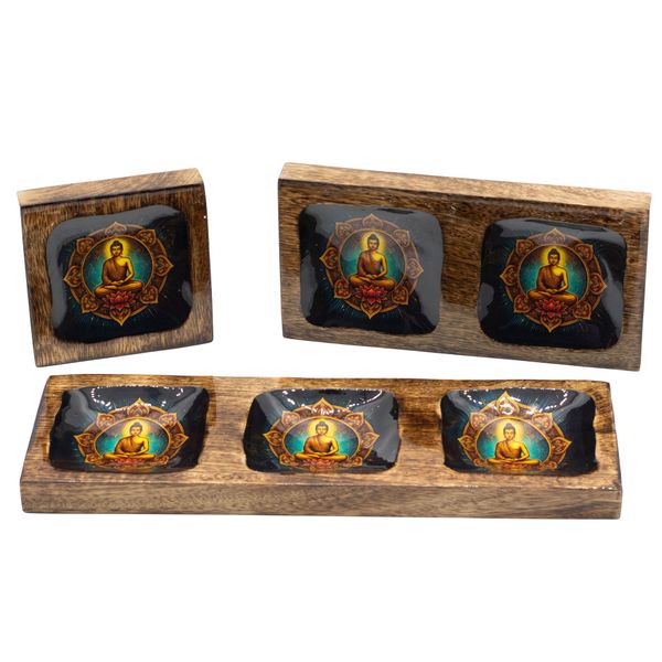 Set de Plateau Bois de Manguier Émaillé Grand – Bouddha