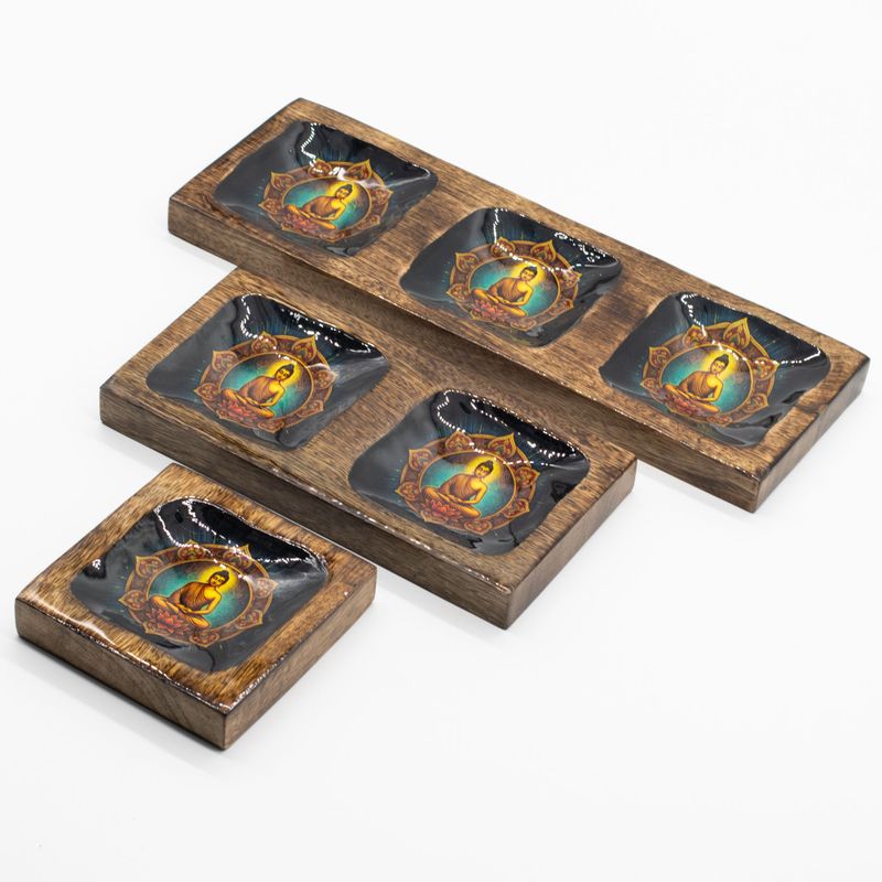 Set de Plateau Bois de Manguier Émaillé Grand – Bouddha
