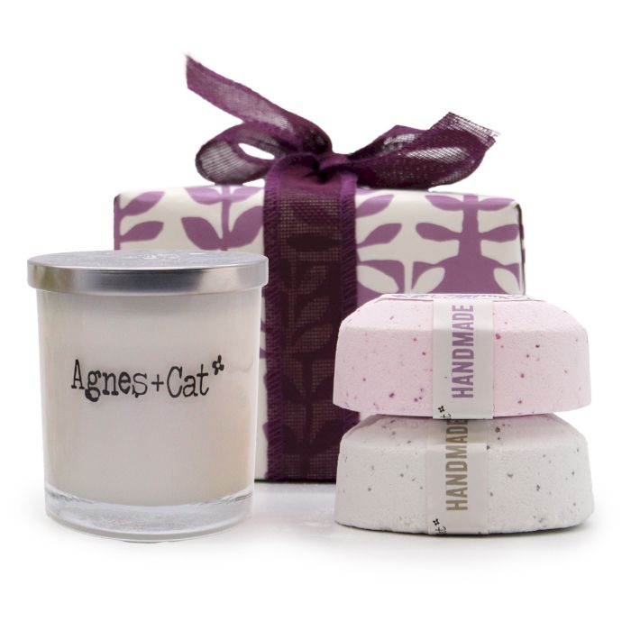 Coffret Cadeau - Pierre de Lune (Bougie) + Provence & Thé et Roses (Bombe de bain)