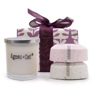 Coffret Cadeau - Pierre de Lune (Bougie) + Provence & Thé et Roses (Bombe de bain)