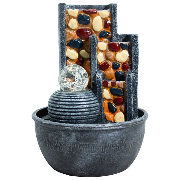 Fontaine de table – Galets & boule de cristal (19×19×28 cm)