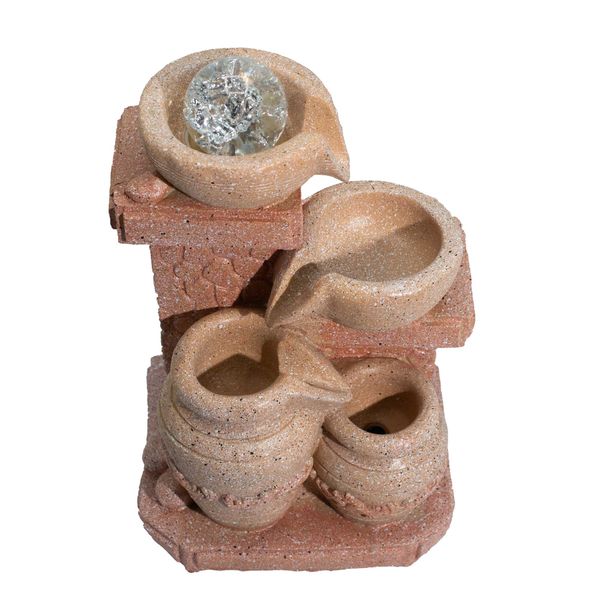 Fontaine de table – Pots en cascade, style méditerranéen (19×14×27 cm)
