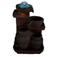 Fontaine de table – Pots en cascade, style méditerranéen (19×14×27 cm)