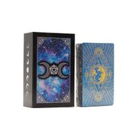 Tarot feuille métallisée bleue – Visage de lune – avec livret