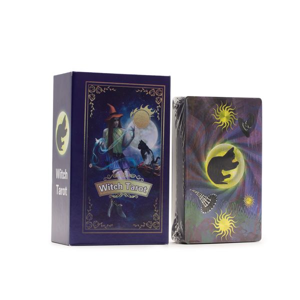 Tarot feuille métallisée violette – Sorcière – avec livret