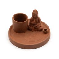 Brûleur d’encens Bouddha multifonction – Style terre cuite naturelle