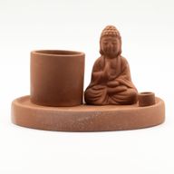 Brûleur d’encens Bouddha multifonction – Style terre cuite naturelle