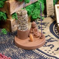 Brûleur d’encens Bouddha multifonction – Style terre cuite naturelle