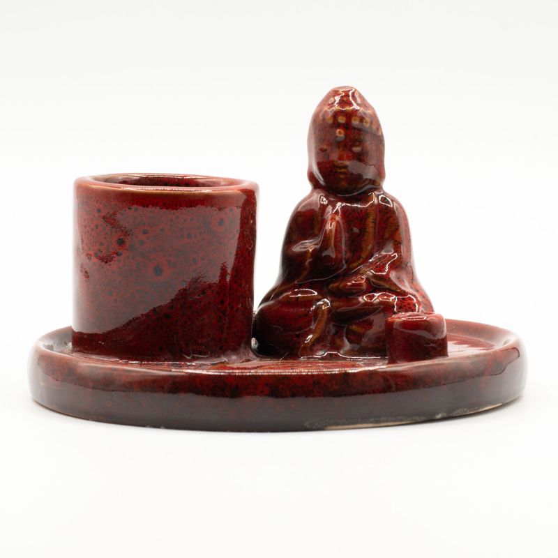 Brûleur d’encens Bouddha multifonction – Céramique rouge doux