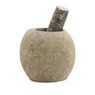 Grand Pilon & Mortier Décoratif – Pierre de Rivière (env. 15x12 cm)