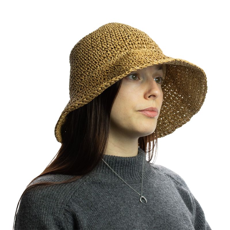 Nomad Sari Chapeau de soleil en paille souple - Café naturel