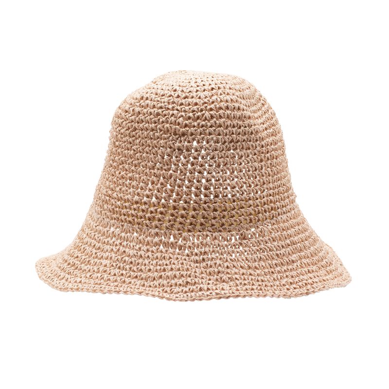Chapeau de soleil en paille souple – Rose poudré