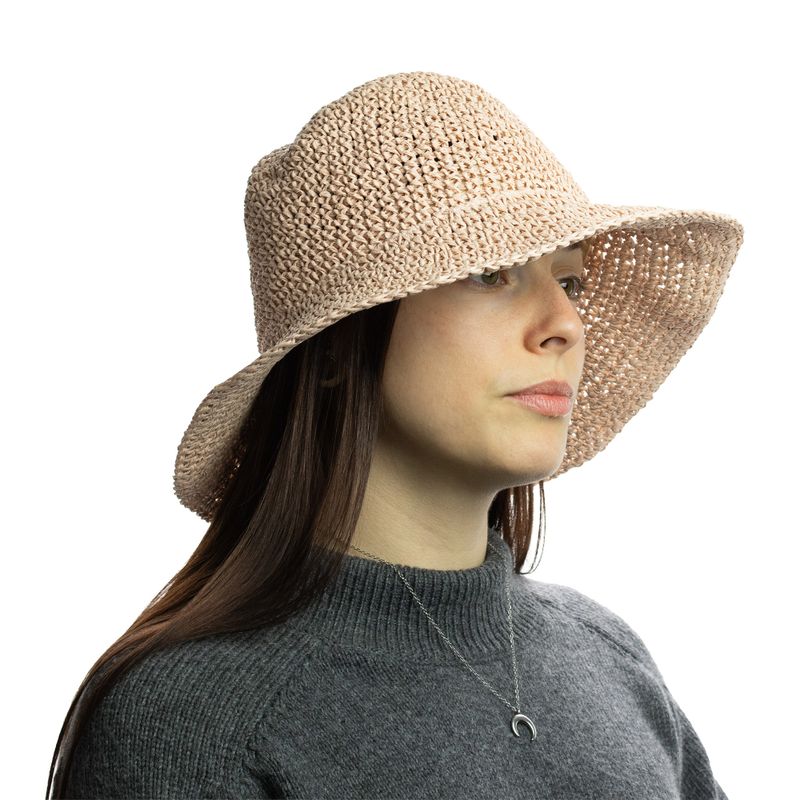Chapeau de soleil en paille souple – Rose poudré