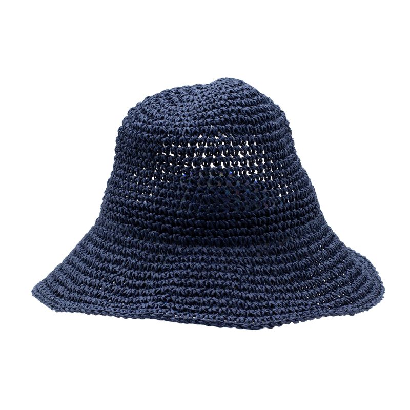 Chapeau de soleil en paille souple – Bleu marine