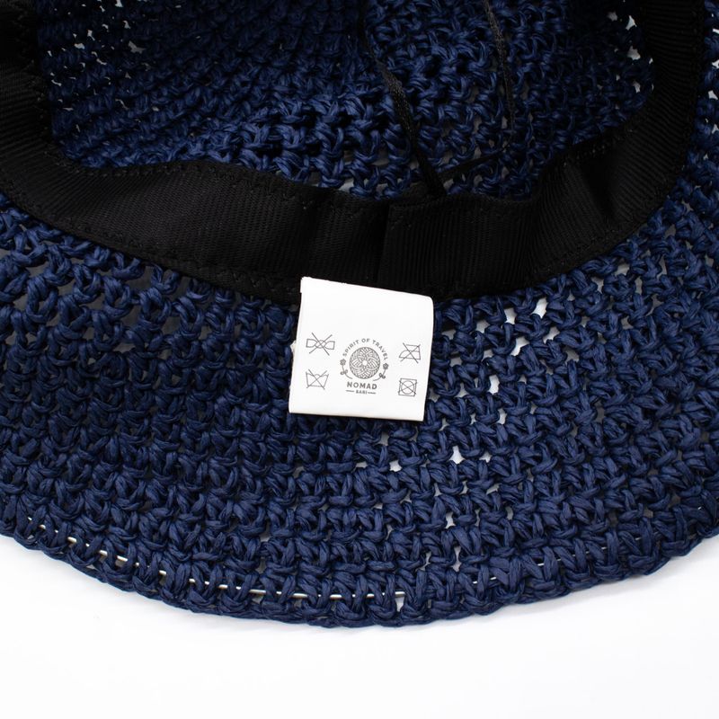 Chapeau de soleil en paille souple – Bleu marine