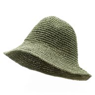 Nomad Sari chapeau de soleil en paille souple - vert mousse