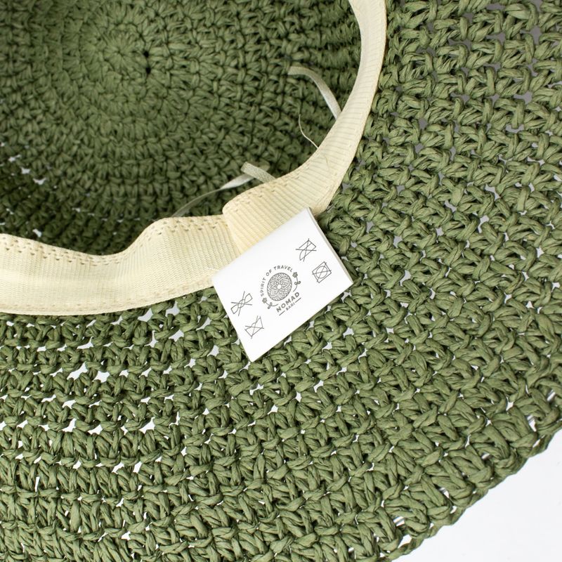 Nomad Sari chapeau de soleil en paille souple - vert mousse