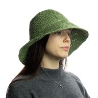 Nomad Sari chapeau de soleil en paille souple - vert mousse