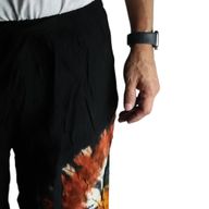 Pantalon lounge style japonais - M - Chocolat noir / Orange