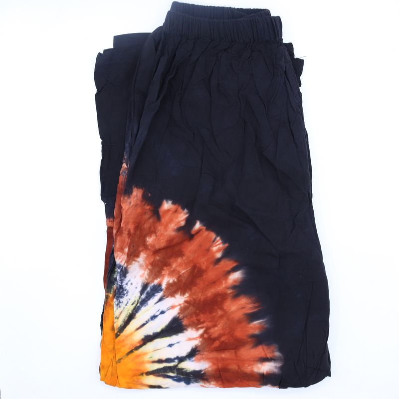 Pantalon lounge style japonais - M - Chocolat noir / Orange