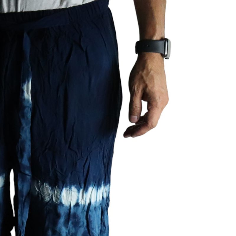 Pantalon lounge style japonais - L - Bleu, Sarcelle / Orange