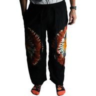 Pantalon lounge style japonais - L - Chocolat noir / Orange