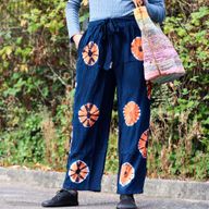 Pantalon lounge style japonais - M - Bleu, Orange