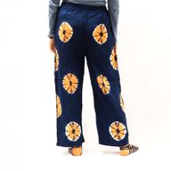 Pantalon lounge style japonais - L - Bleu, Orange