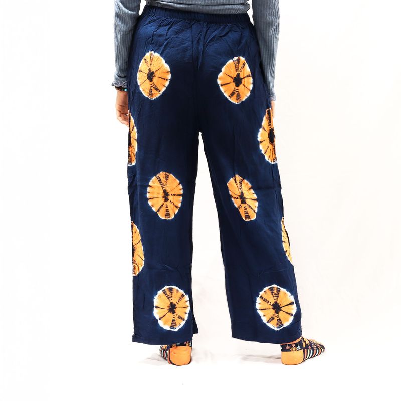 Pantalon lounge style japonais - L - Bleu, Orange