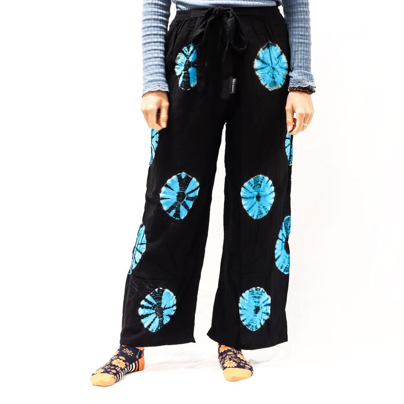 Pantalon lounge style japonais - L - Noir, Bleu