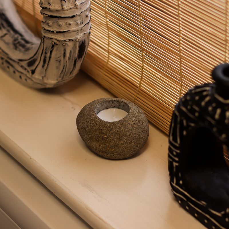 Bougeoir pierre naturelle Riverstone simple (env. 10x10x7 cm)