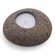 Bougeoir pierre naturelle Riverstone simple (env. 10x10x7 cm)
