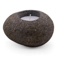 Bougeoir pierre naturelle Riverstone simple (env. 10x10x7 cm)