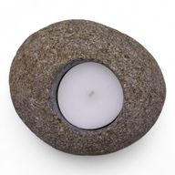 Bougeoir pierre naturelle Riverstone simple (env. 10x10x7 cm)