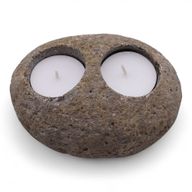 Bougeoir pierre naturelle Riverstone – double (env. 16x11x8 cm)