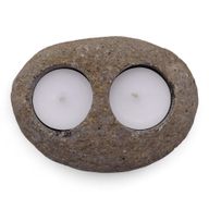 Bougeoir pierre naturelle Riverstone – double (env. 16x11x8 cm)
