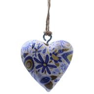 Grands cœurs en bois – Floral bleu (50) – en bocal