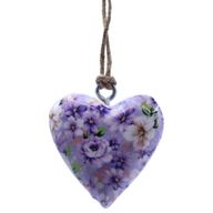 Grands cœurs en bois – Fleur violette (50) – en bocal